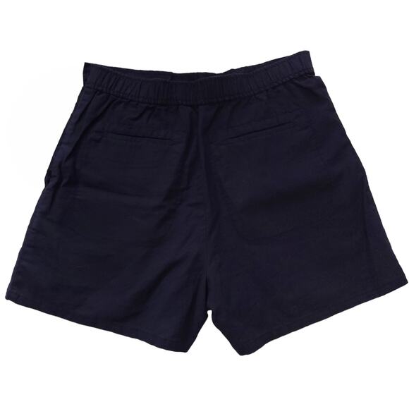 MAX STUDIO linen blend navy blue side button casual shorts Size M NEW - Picture 2 of 8